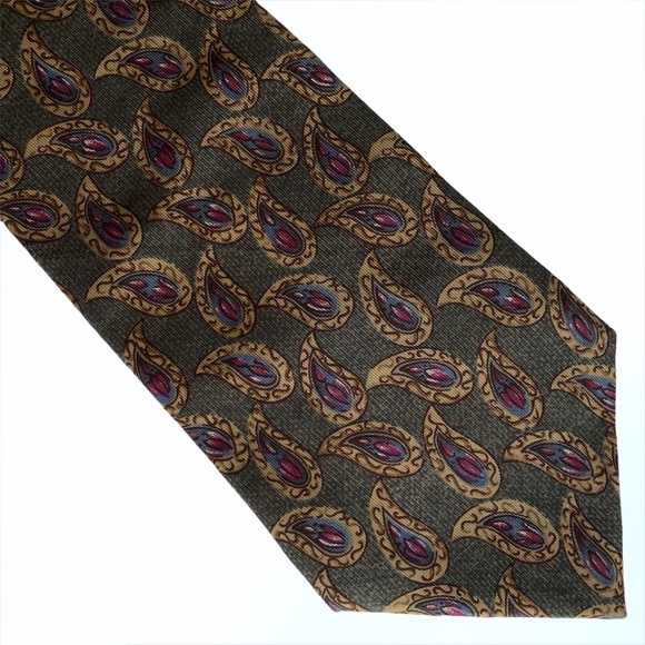Liberty of London tie 100% silk green paisley necktie - Picture 2 of 5